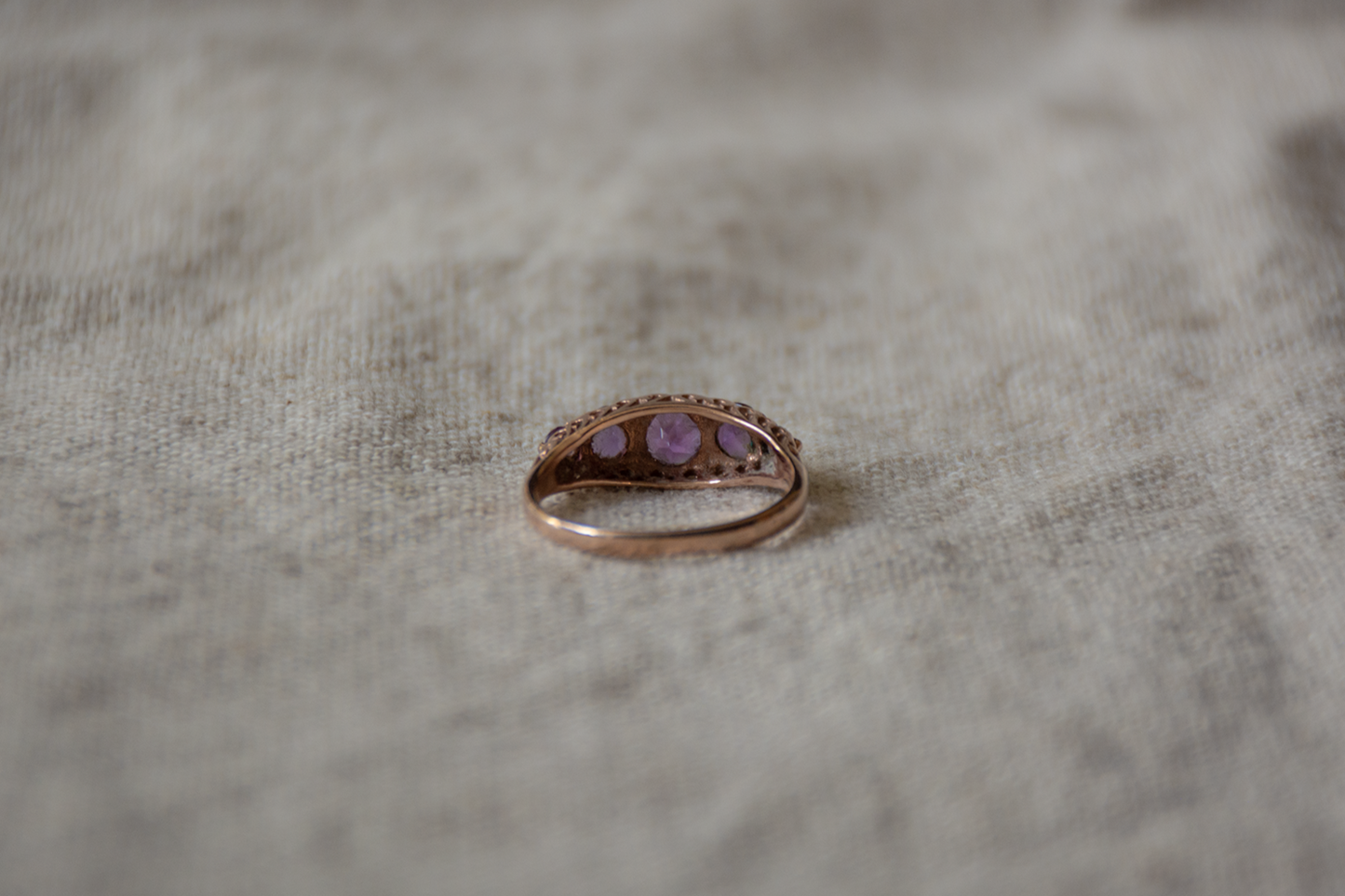 Amethist roségoud row ring