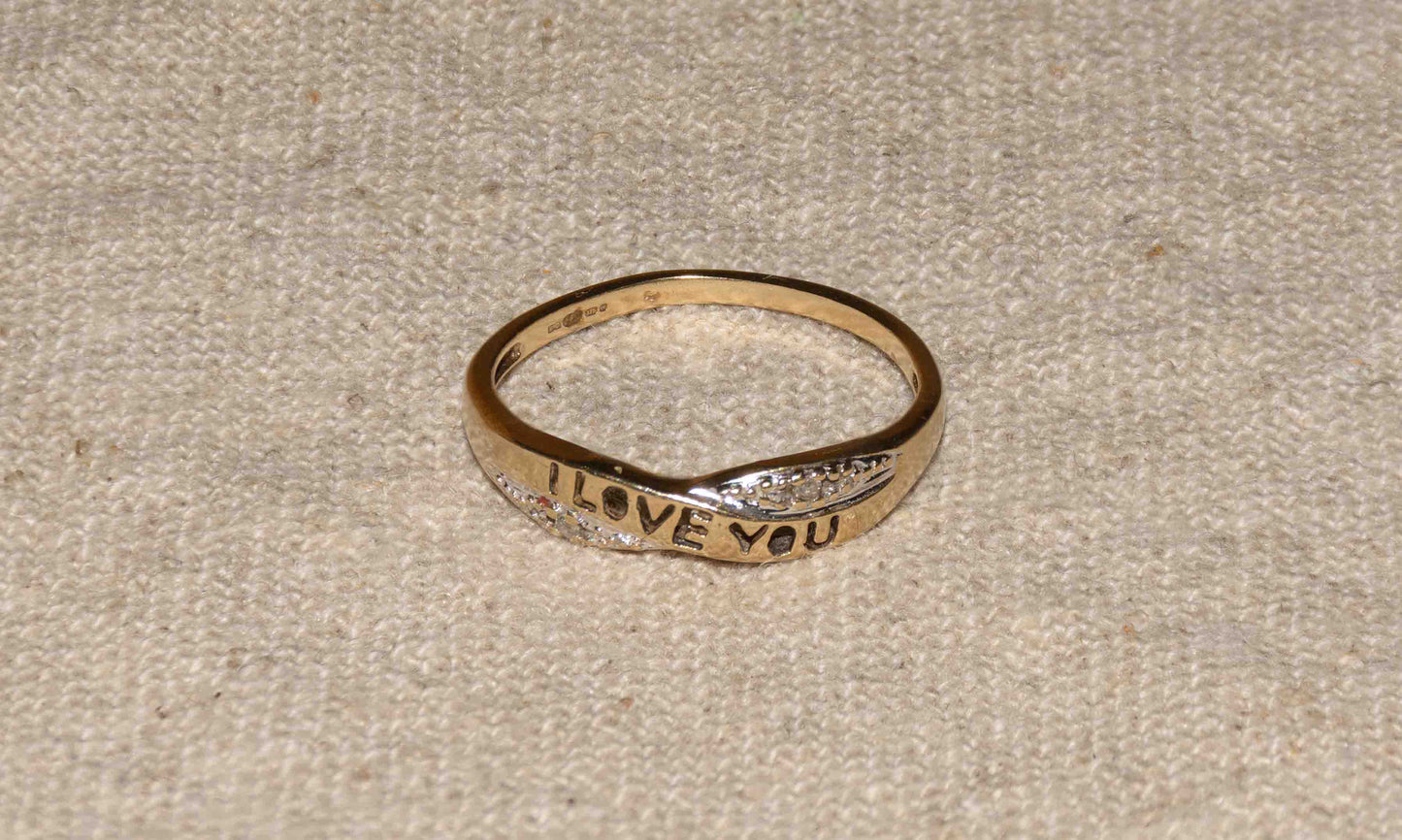 Diamant 'i love you' geelgoud ring