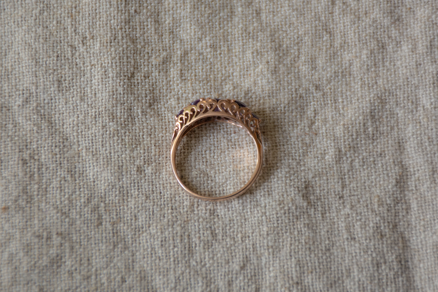 Amethist roségoud row ring