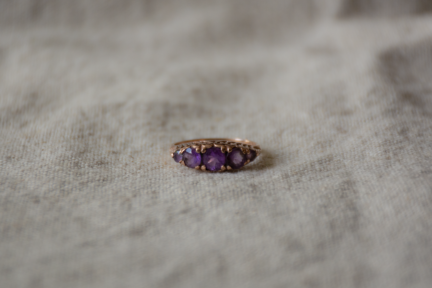Amethist roségoud row ring