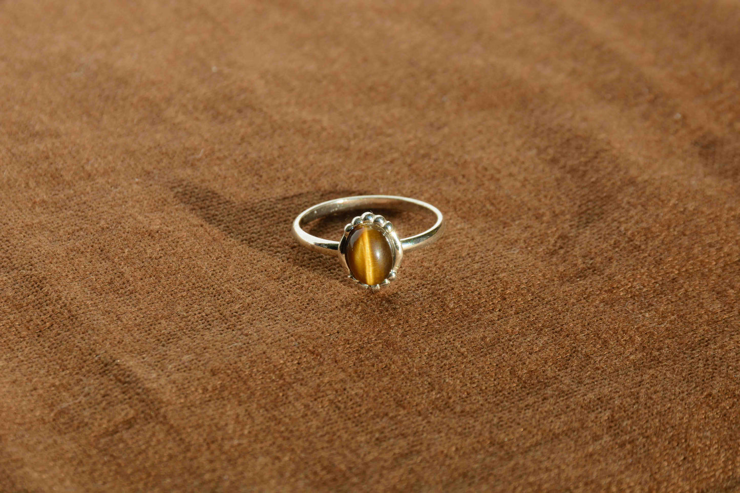 Zilver tijgeroog solitair ring