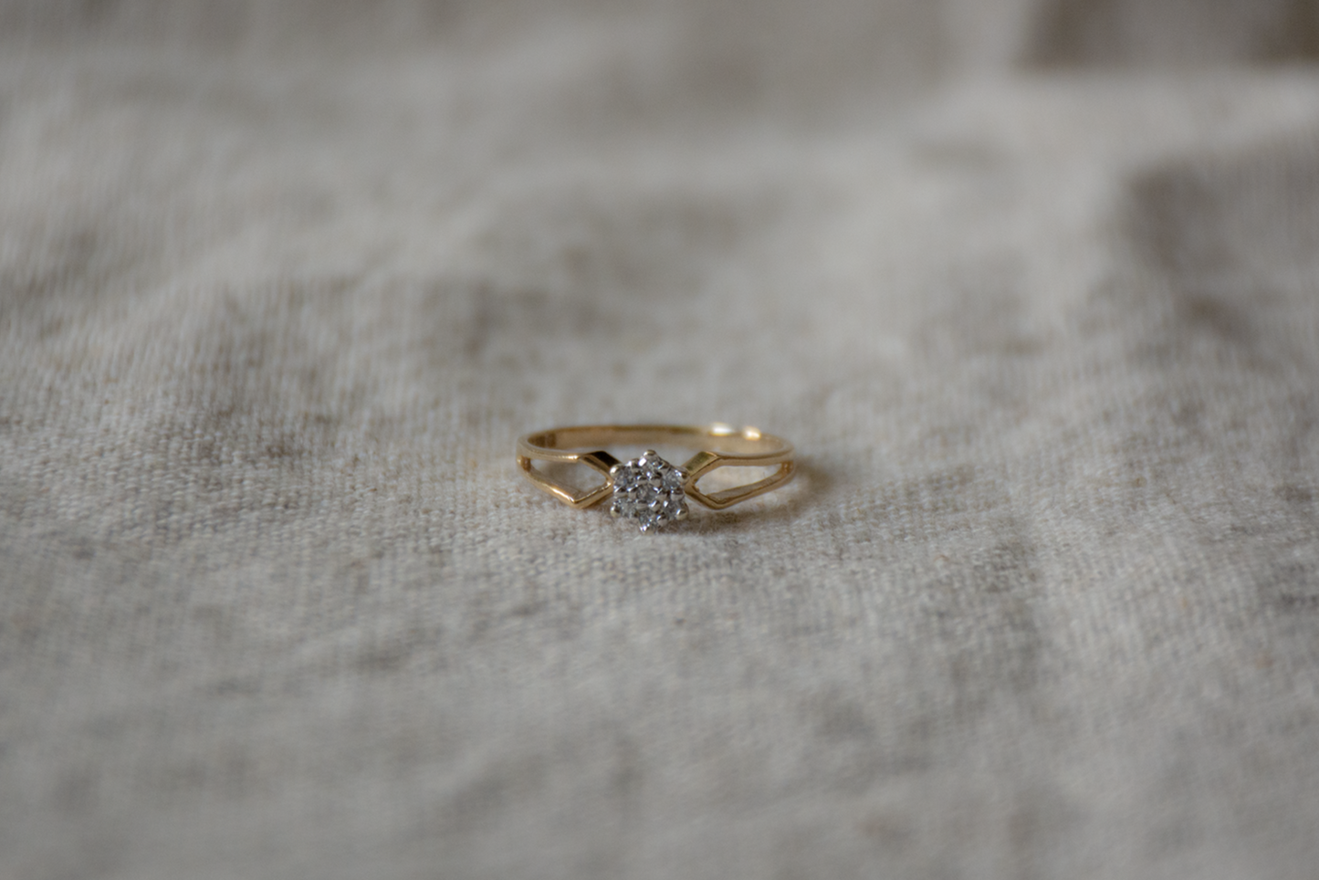 Diamant geelgoud/witgoud cluster ring