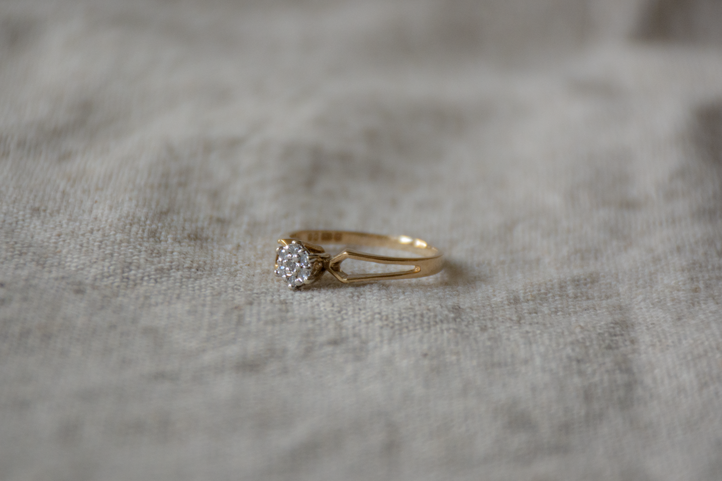 Diamant geelgoud/witgoud cluster ring