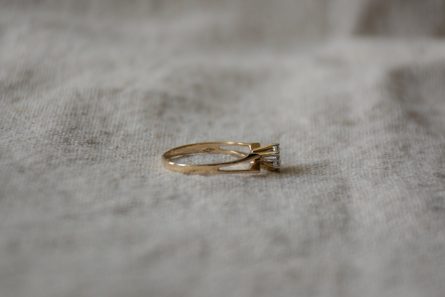 Diamant geelgoud/witgoud cluster ring