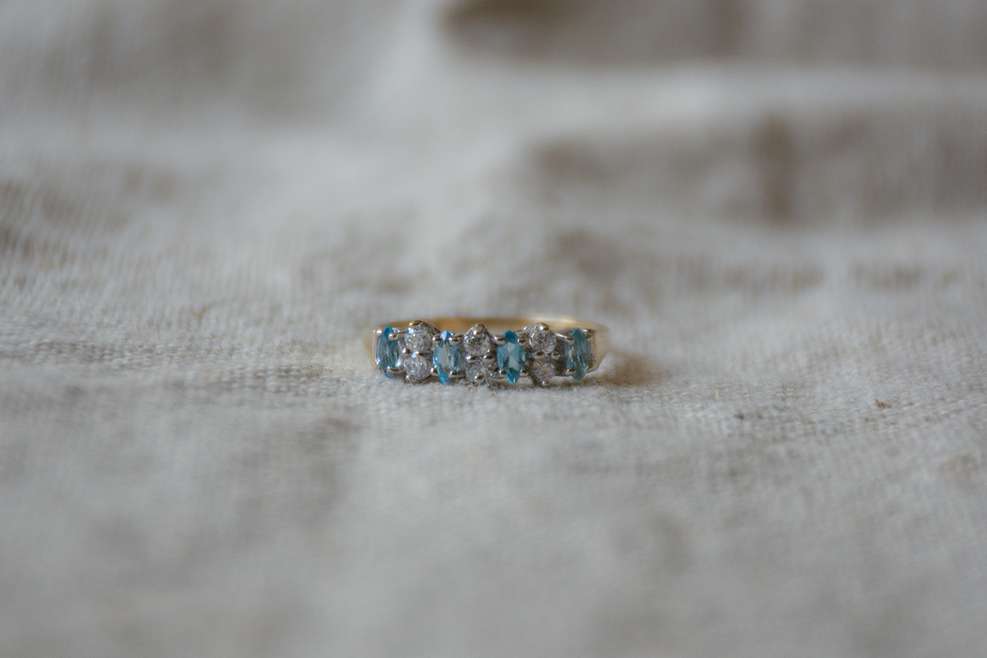 Topaas en zirkonia geelgoud/witgoud ring