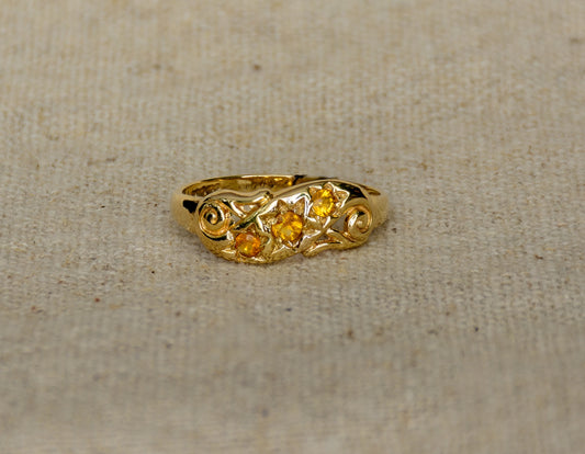 Citrine yellow gold trio ring