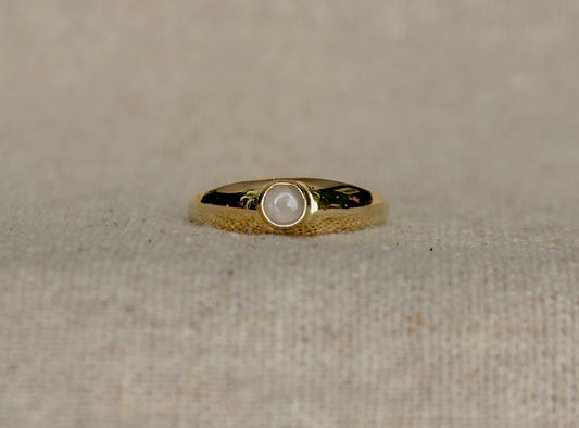 Moonstone yellow gold solitaire ring