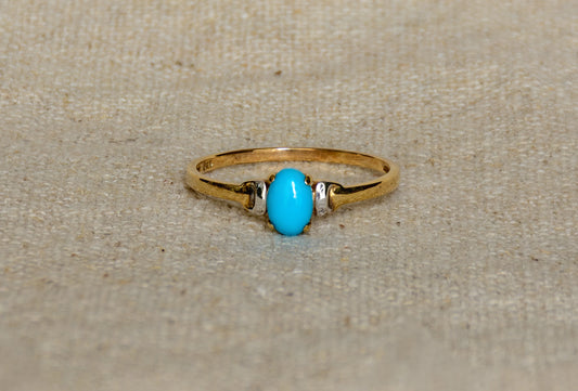 Turkoois Geelgoud solitair ring
