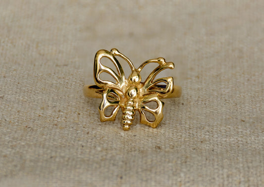 Yellow gold butterfly ring