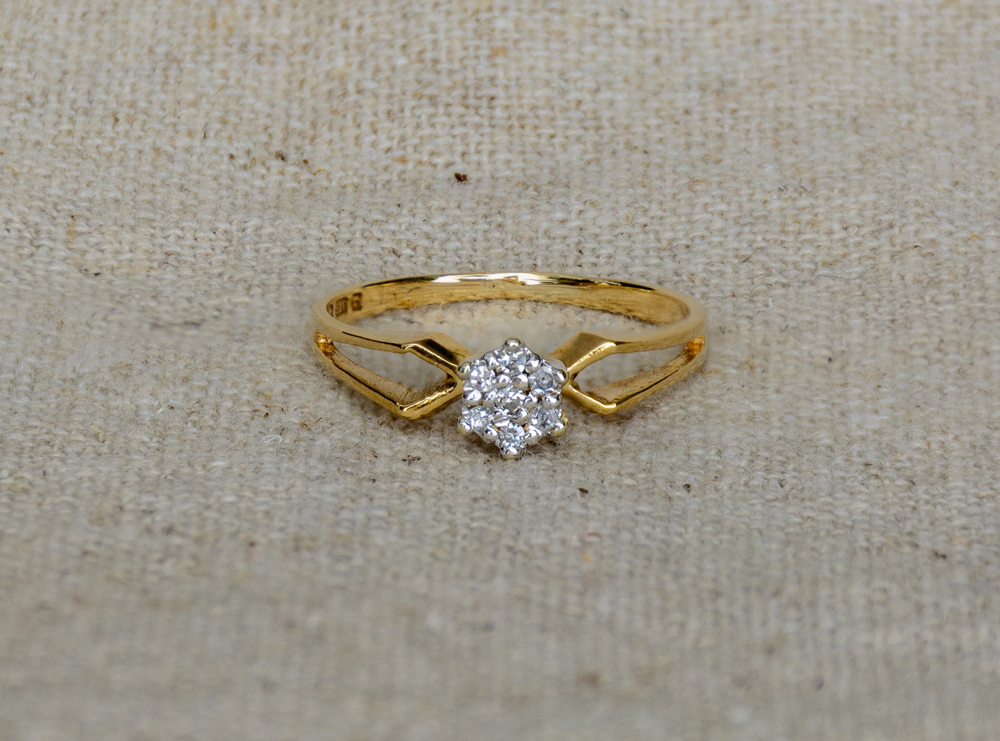 Diamant geelgoud/witgoud cluster ring