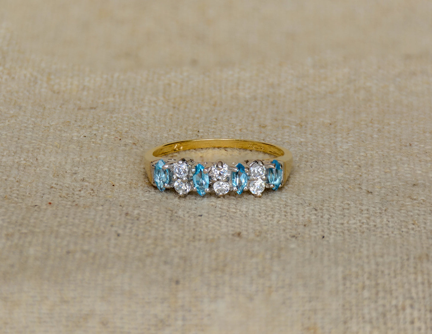 Topaas en zirkonia geelgoud/witgoud ring