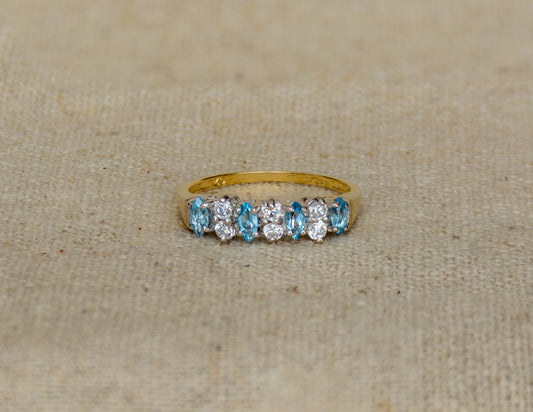 Topaas en zirkonia geelgoud/witgoud ring