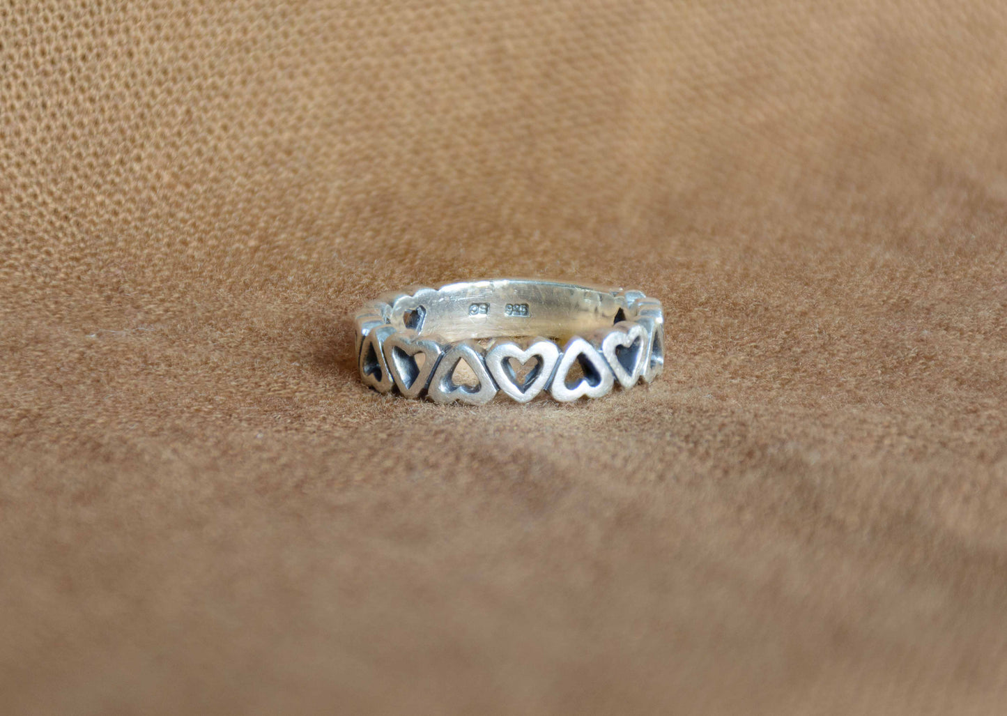 Zilver hartjes ring