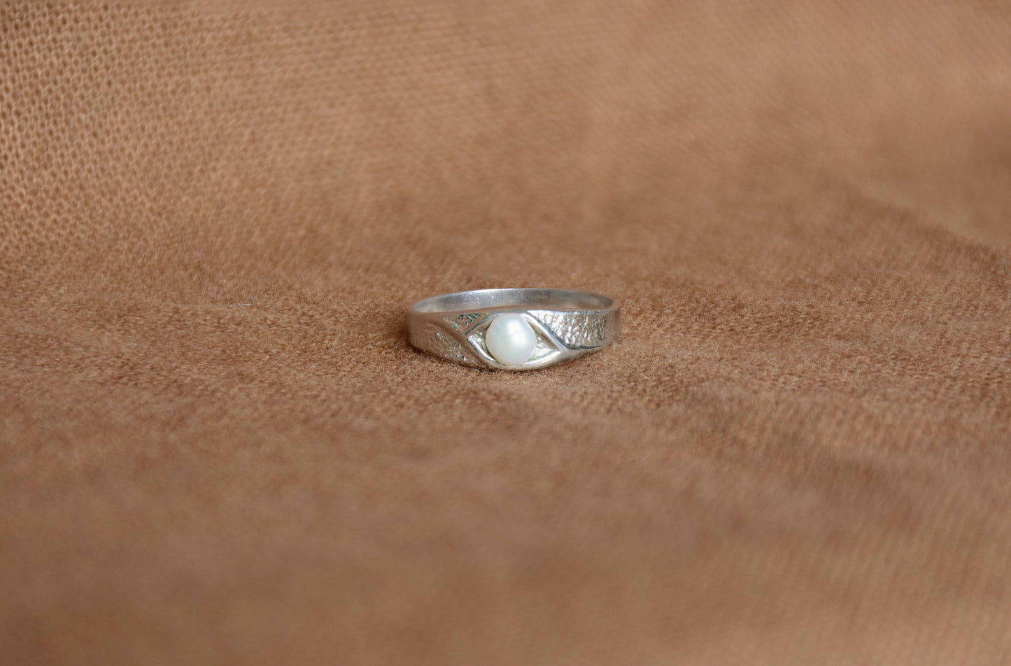 Zilver parel solitair ring