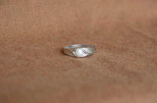 Zilver parel solitair ring