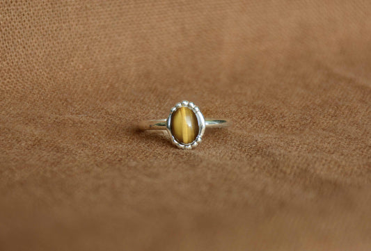 Zilver tijgeroog solitair ring