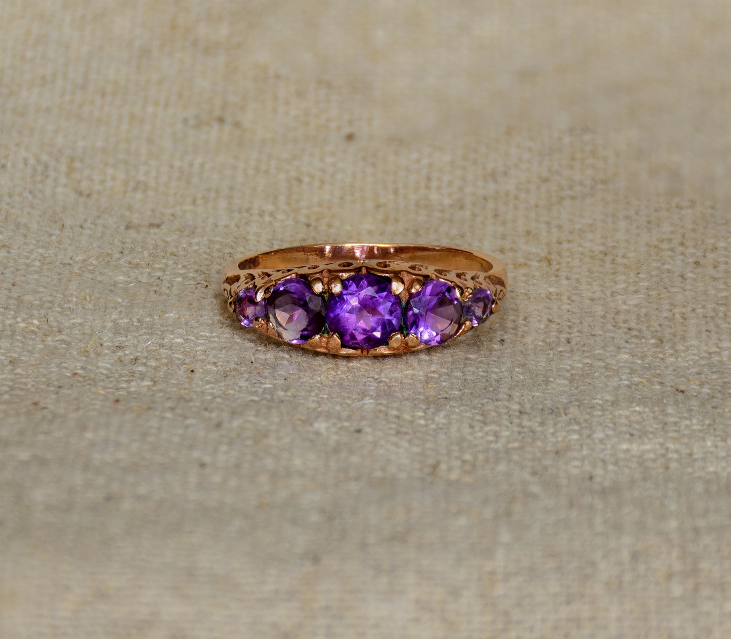 Amethist roségoud row ring
